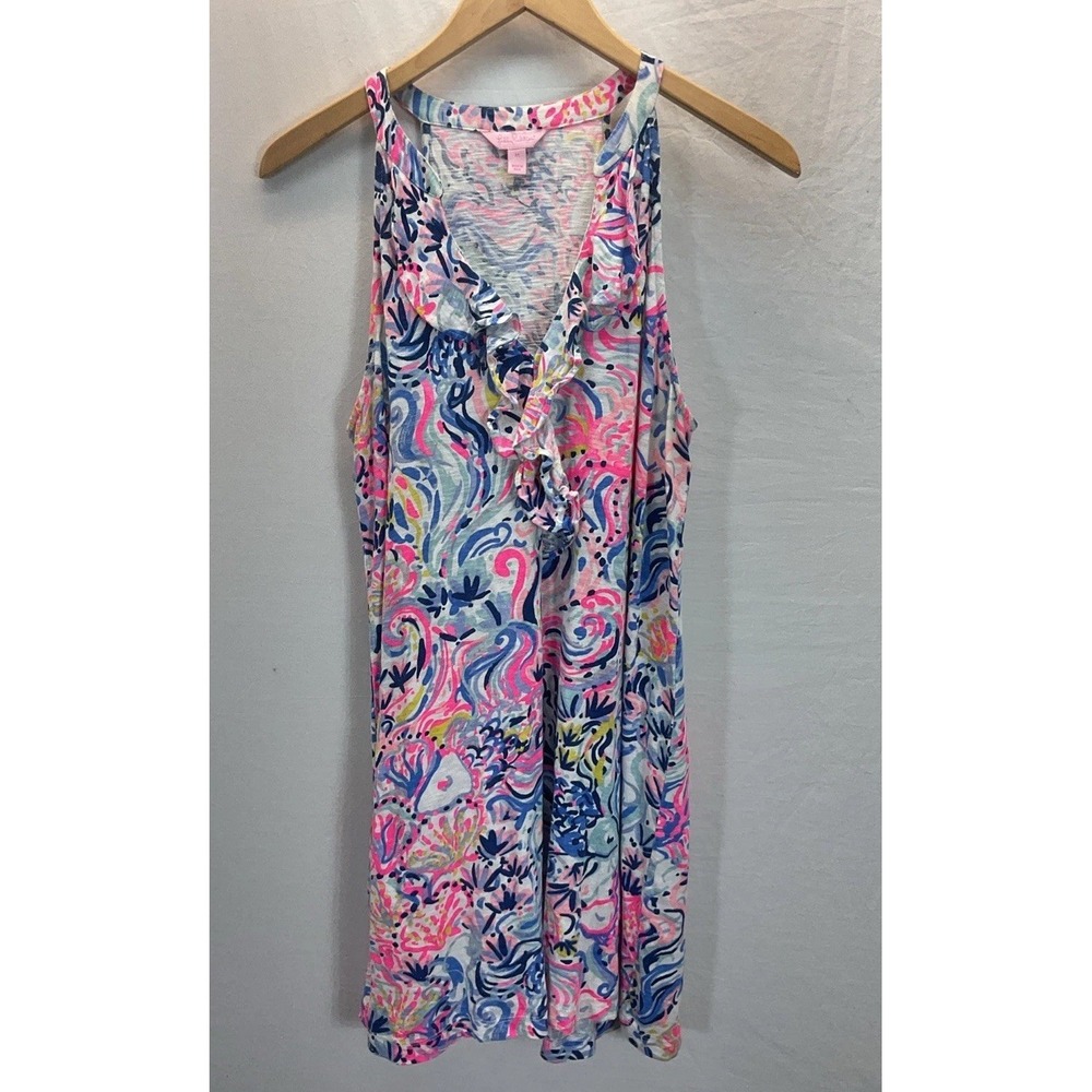 Lilly Pulitzer Shay Ruffle Neck Dress So Sofishticated Sz M Halter Sleeveless